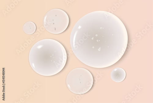 Serum with ceramides skin care drops smear realistic vector illustration. Beauty treatment texture macro