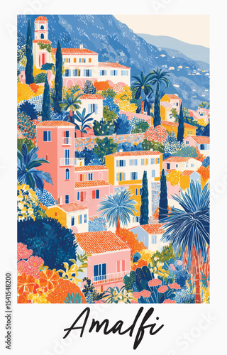 Amalfi coastline colourful mediterranean travel destination. Summer vacation background