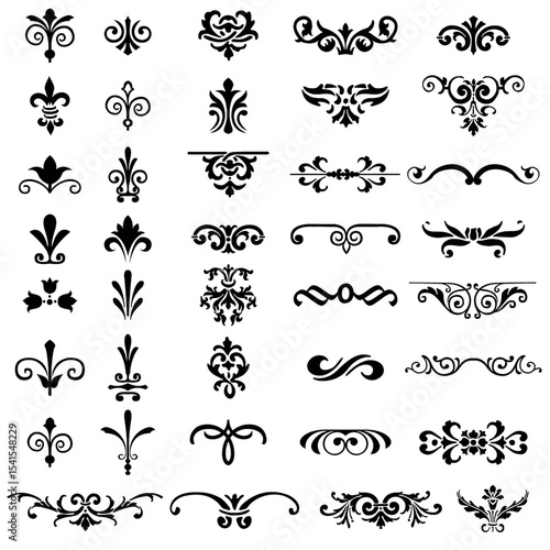 vintage page decor with crowns, arrows and floral elements