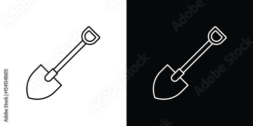 Shovel icon design. simple stroke line vector icon set