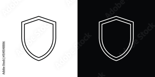 Shield icon design. simple stroke line vector icon set