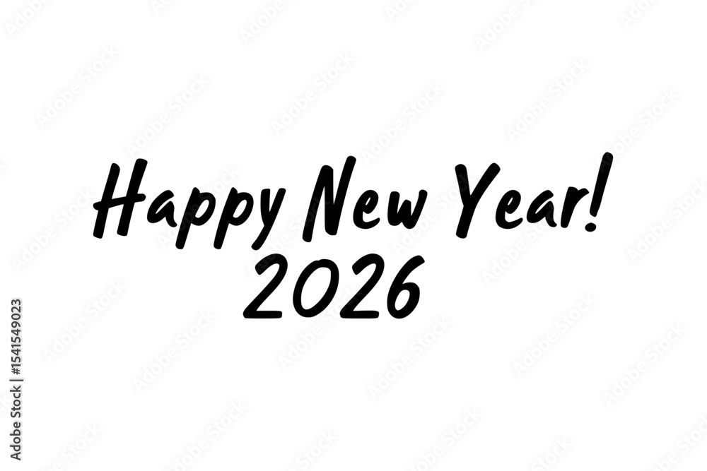 Happy New Year 2026 greeting with handwritten style text Happy New Year 2026 greeting with handwritten style text