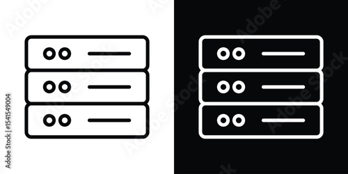 Server icon design. simple stroke line vector icon set