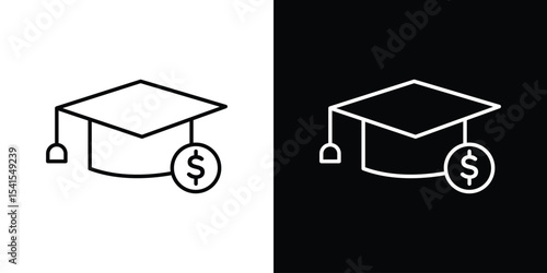 Scholarship icon design. simple stroke line vector icon set