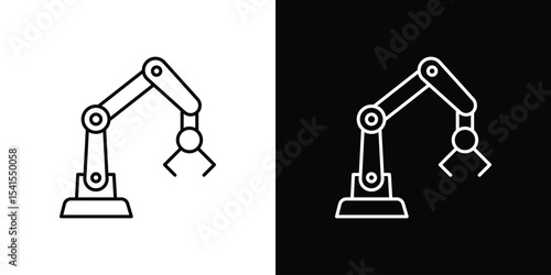 Robot arm icon design. simple stroke line vector icon set