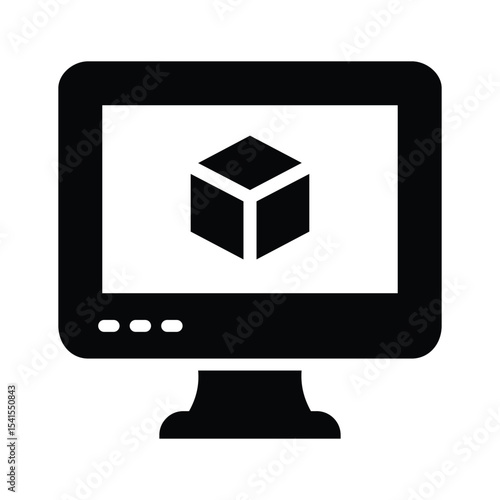 Premium glyph icon showing digital modelling process