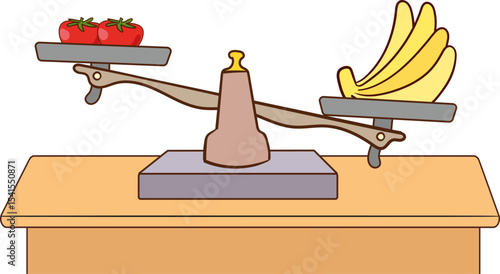 using a weighing scale to balance different objects