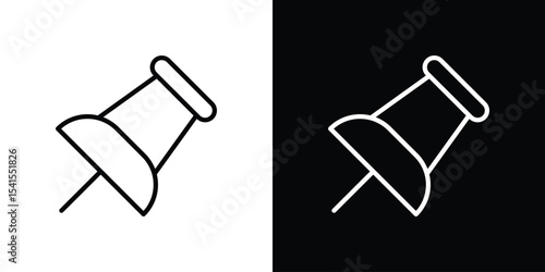 Push pin icon design. simple stroke line vector icon set
