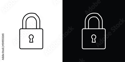 Padlock icon design. simple stroke line vector icon set