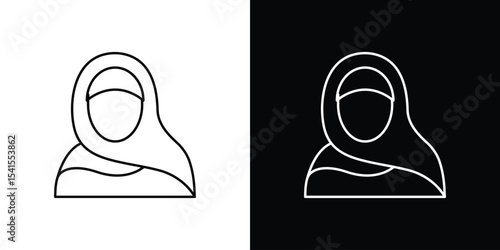 Muslim women icon design. simple stroke line vector icon set