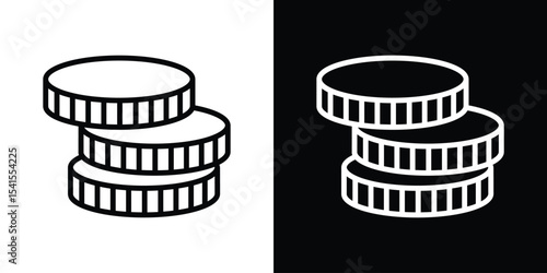 Money coin icon design. simple stroke line vector icon set