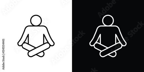Meditation icon design. simple stroke line vector icon set