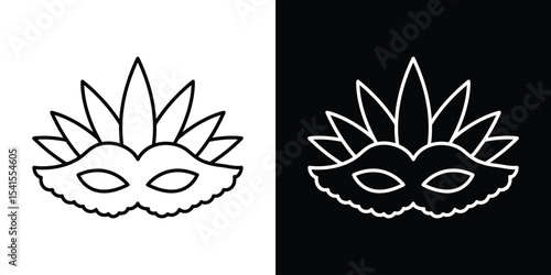 Mask for brazil carnival celebration icon design. simple stroke line vector icon set