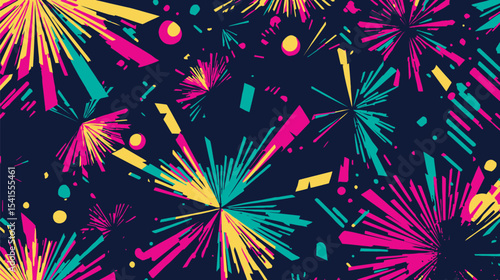 Radiant beams illuminate dark space abstract festive style design