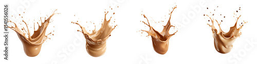 Splashing coffee or chocolate liquid in motion  long title Dynamic splashes of rich creamy coffee or chocolate liquid in motion creating an