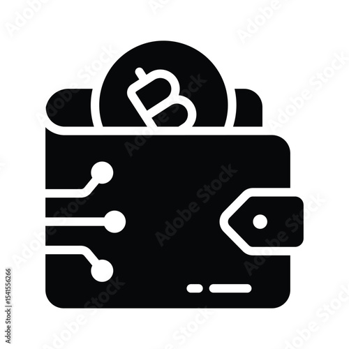 Premium glyph style icon of bitcoin wallet