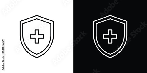 Immune guard icon design. simple stroke line vector icon set