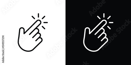 Hand click icon design. simple stroke line vector icon set