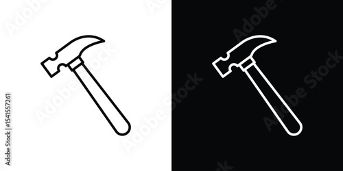 Hammer icon design. simple stroke line vector icon set
