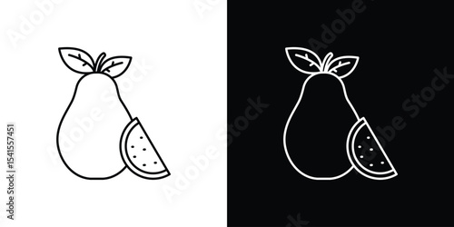 Guava icon design. simple stroke line vector icon set