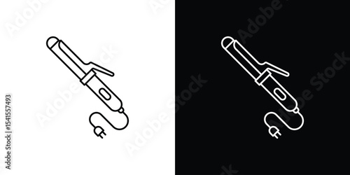 Hair curler icon design. simple stroke line vector icon set