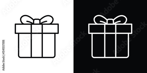 Gift box icon design. simple stroke line vector icon set