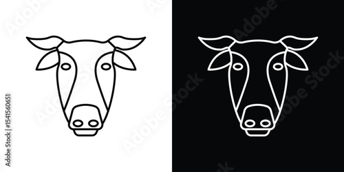 Cow icon design. simple stroke line vector icon set