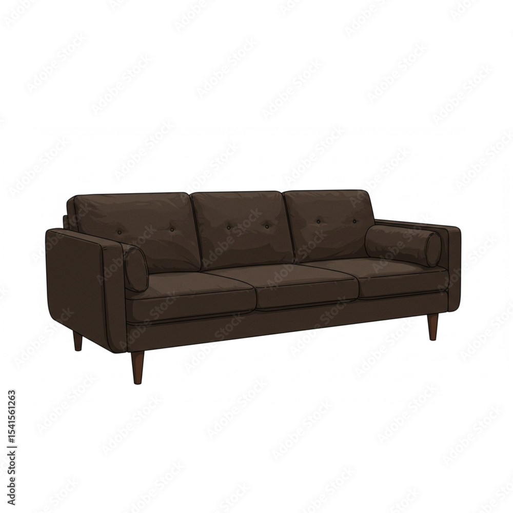 Obraz premium Elegant Brown Sofa Design Perfect for Home Decor Projects, Interior Design Websites, and Furniture Catalogs