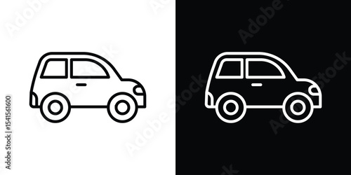 Car icon design. simple stroke line vector icon set