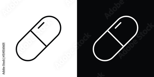 Capsule icon design. simple stroke line vector icon set