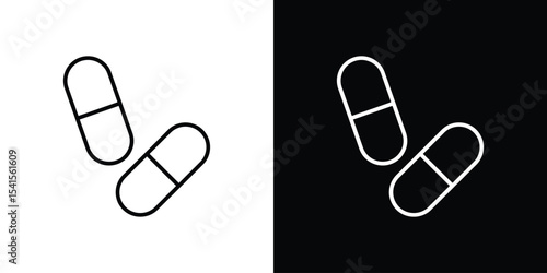 Capsule icon design. simple stroke line vector icon set