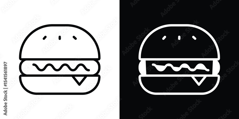 Fototapeta premium Burger icon design. simple stroke line vector icon set