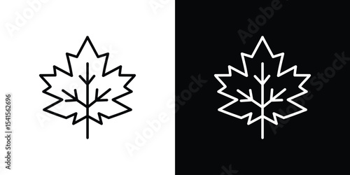 Autumn leaf canadian icon design. simple stroke line vector icon set