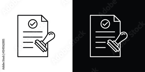 Approved document icon design. simple stroke line vector icon set