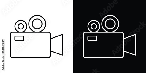 Video camera icon design. simple stroke line vector icon set