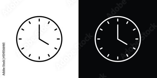 Time clock icon design. simple stroke line vector icon set