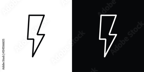 Thunder bolt icon design. simple stroke line vector icon set