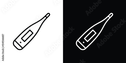 Thermometer icon design. simple stroke line vector icon set