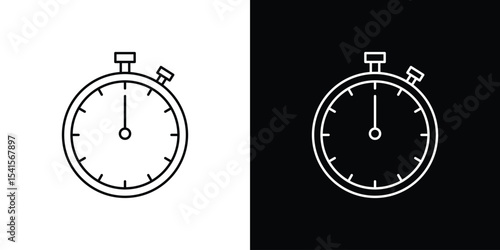 Stopwatch icon design. simple stroke line vector icon set