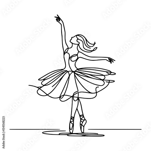 Elegant ballerina in one line drawing art