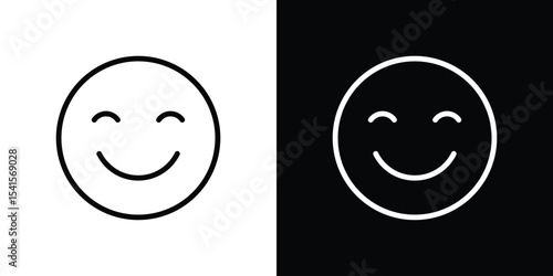 Smile icon design. simple stroke line vector icon set