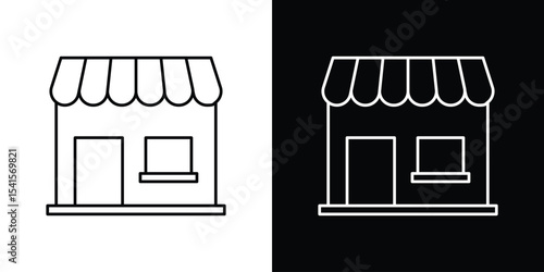 Shop icon design. simple stroke line vector icon set