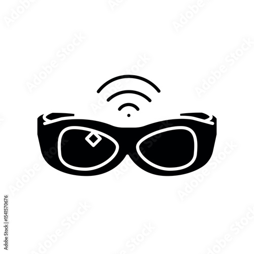 smart glasses black flat icon for digital and print projects.