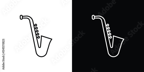 Saxophone icon design. simple stroke line vector icon set