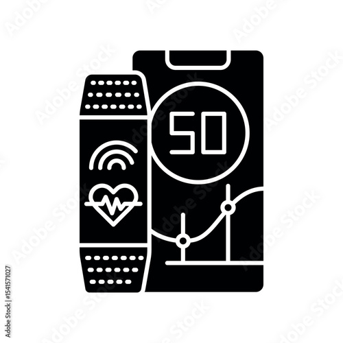 fitness tracker black flat icon for digital and print projects.