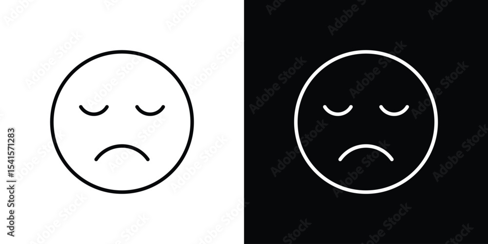 Fototapeta premium Sad icon design. simple stroke line vector icon set