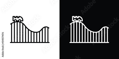 Roller coaster icon design. simple stroke line vector icon set