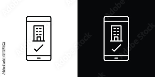 Reservation smartphone icon design. simple stroke line vector icon set