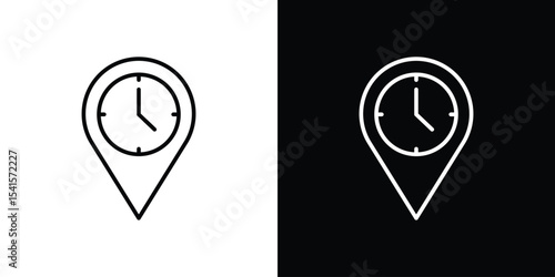 Real time location icon design. simple stroke line vector icon set