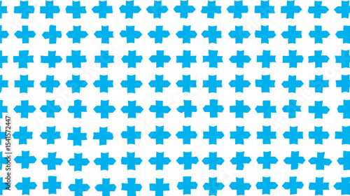 Azure crosses array pattern across white backdrop creates decorative design element